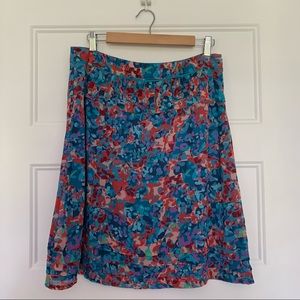 Esprit - Lined Blue/Turquoise/Red/Pink Patterned Skirt - Size 10